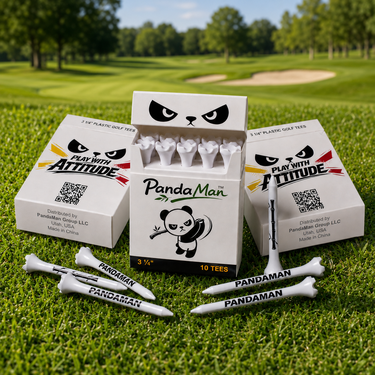PandaMan Plastic Golf Tees - Classic White