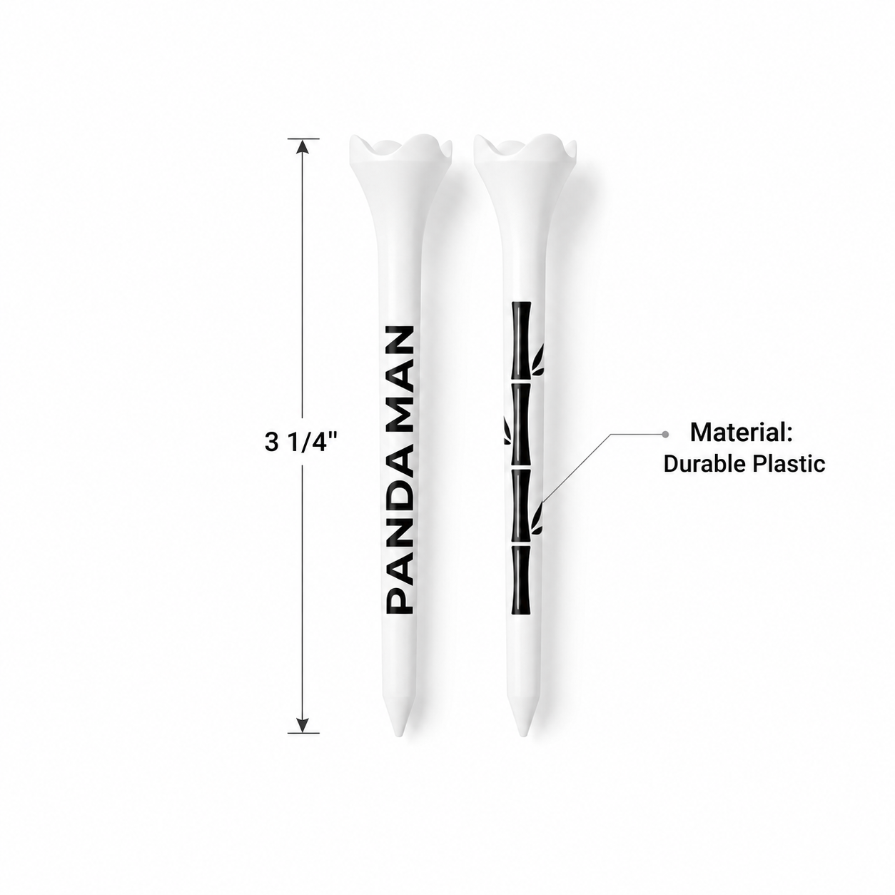 PandaMan Plastic Golf Tees - Classic White