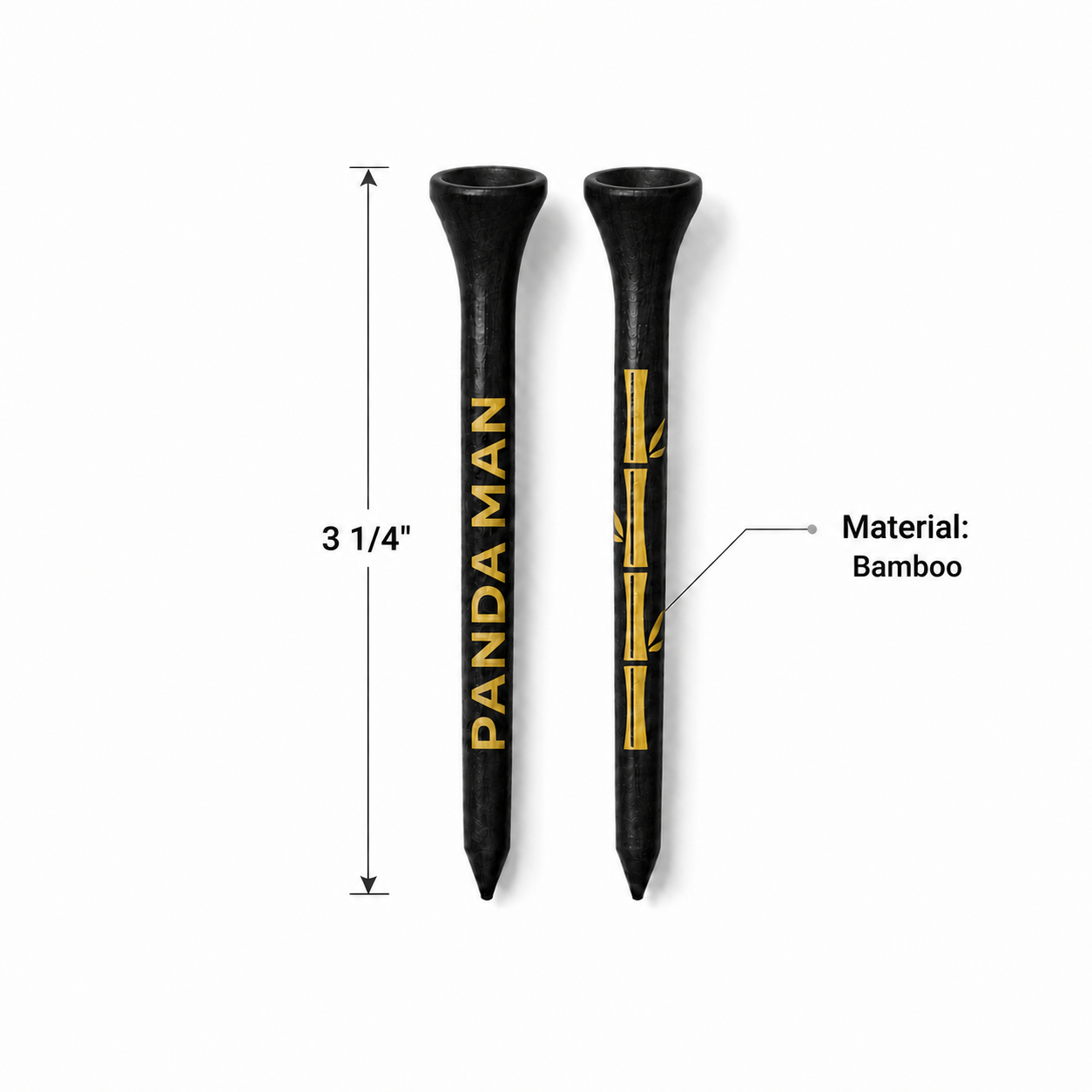 PandaMan Bamboo Golf Tees - Black Gold